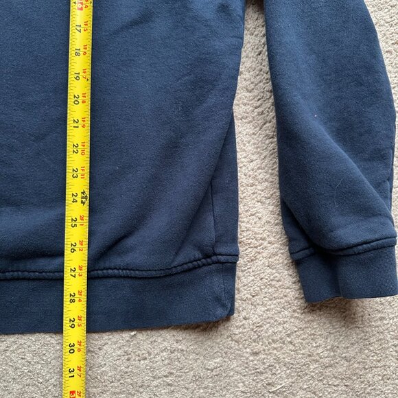 LL Bean Sweater Mens Large Tall 1/4 Zip Mock Neck Flannel Lined Thick Navy Blue - Picture 8 of 10